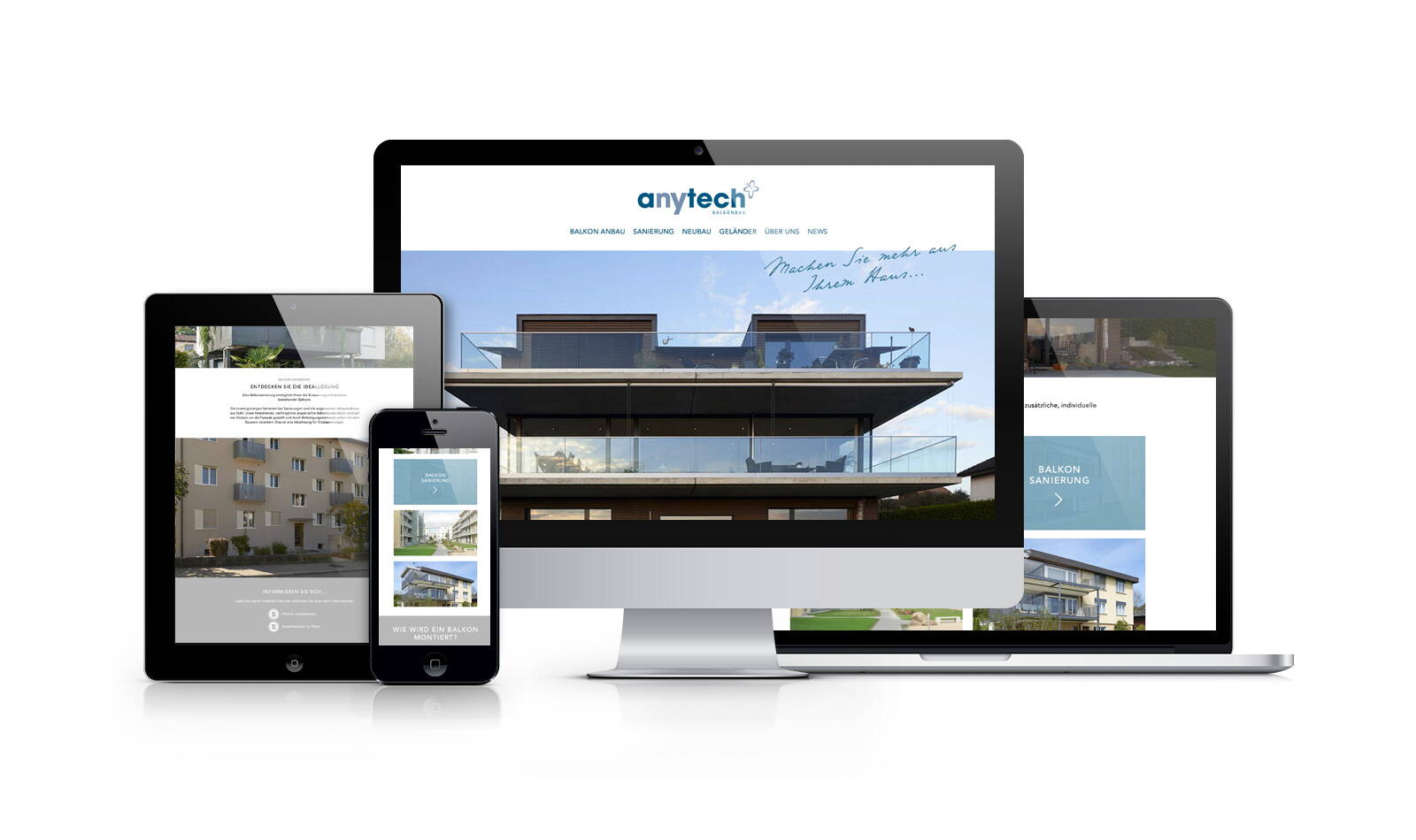 Webseite Anytech Balkonbau, Responsive Webdesign