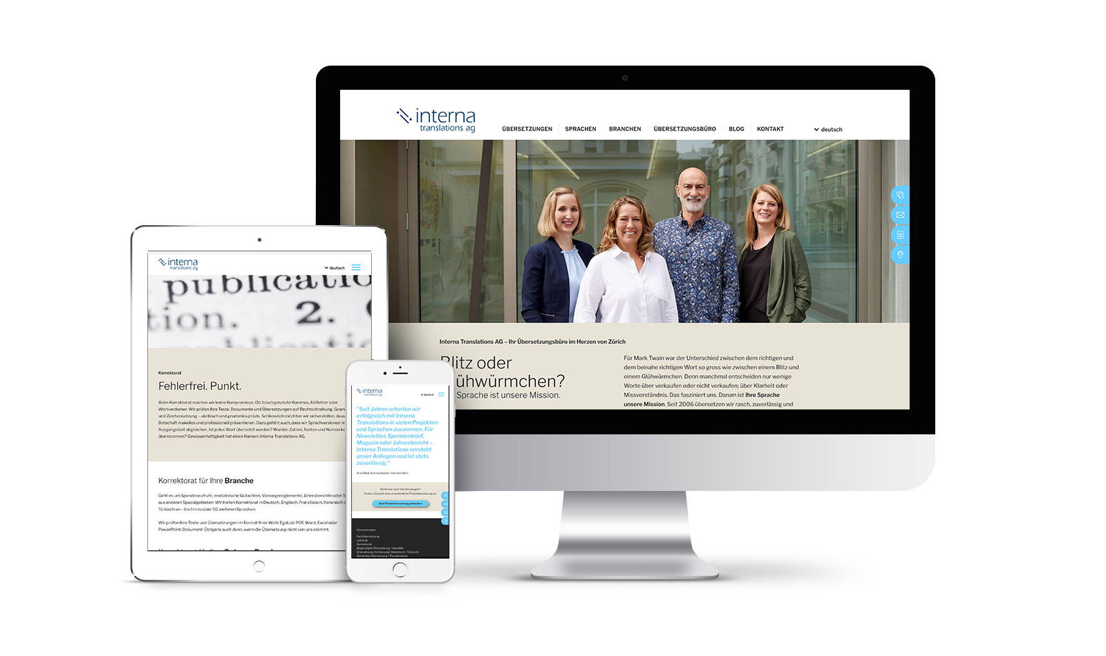 Webseite Internatrans, Responsive Webdesign