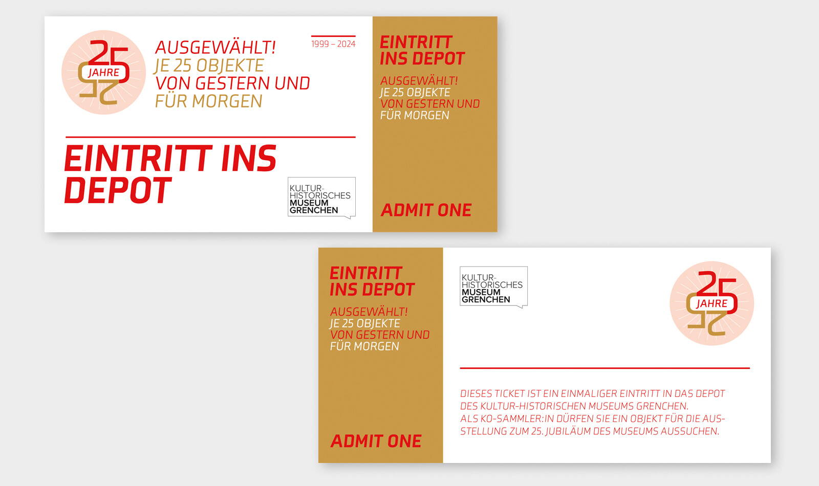 Museum Grenchen 25 Jahre Jubiläum, Eintrittsticket