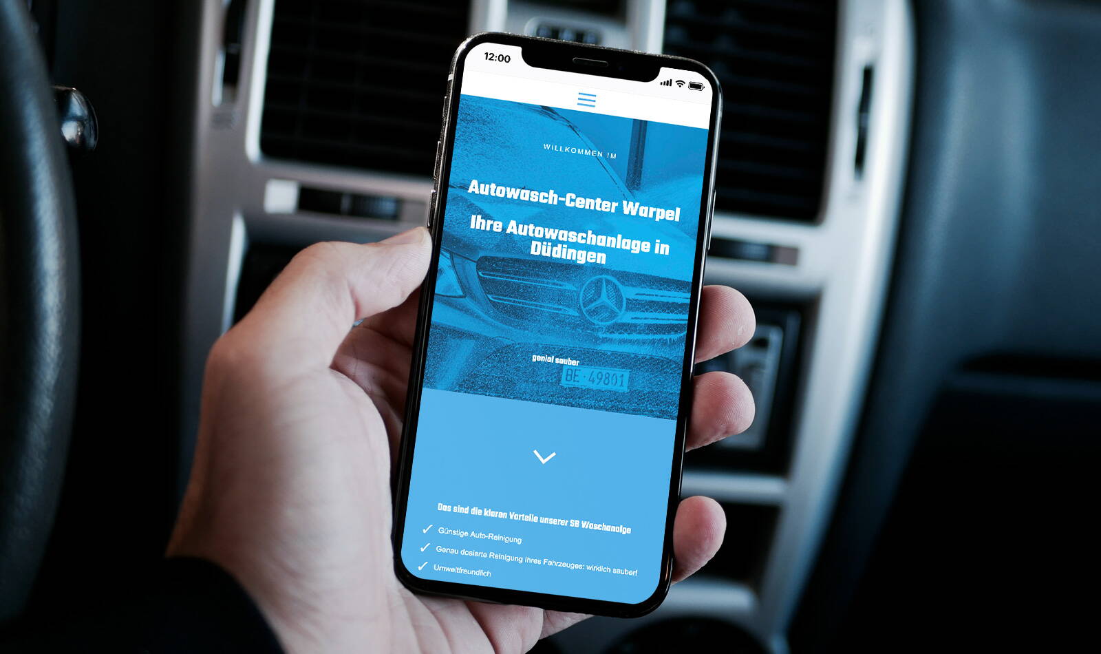 Autowasch-Center Warpel Webseite, Für saubere Autos